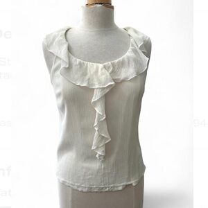 St. John Silk Ruffle Neck Sleeveless Blouse Shirt Size Small